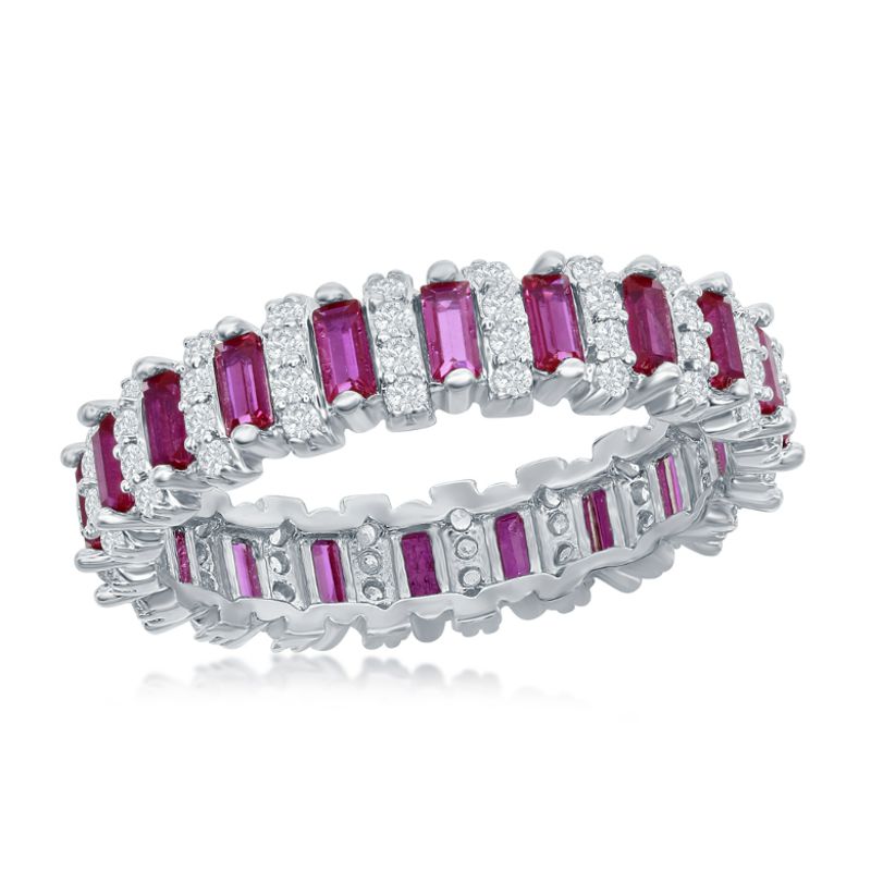 Eternity Ring Baguette Cubic Zirconias - Three Color Choices - Click Image to Close
